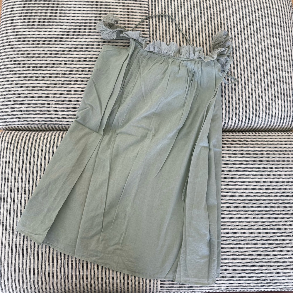 REFORMATION TUCKER EYELET TOP SAGE MEDIUM FOREST FAIRY SHIFT DRESS SUPER MINI - Picture 3 of 5